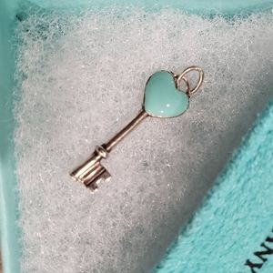 Tiffany Blue Enamel Heart Key Charm